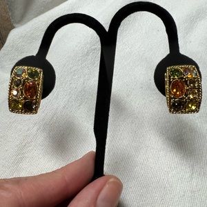 Joan Divers Crystal Clip Earrings